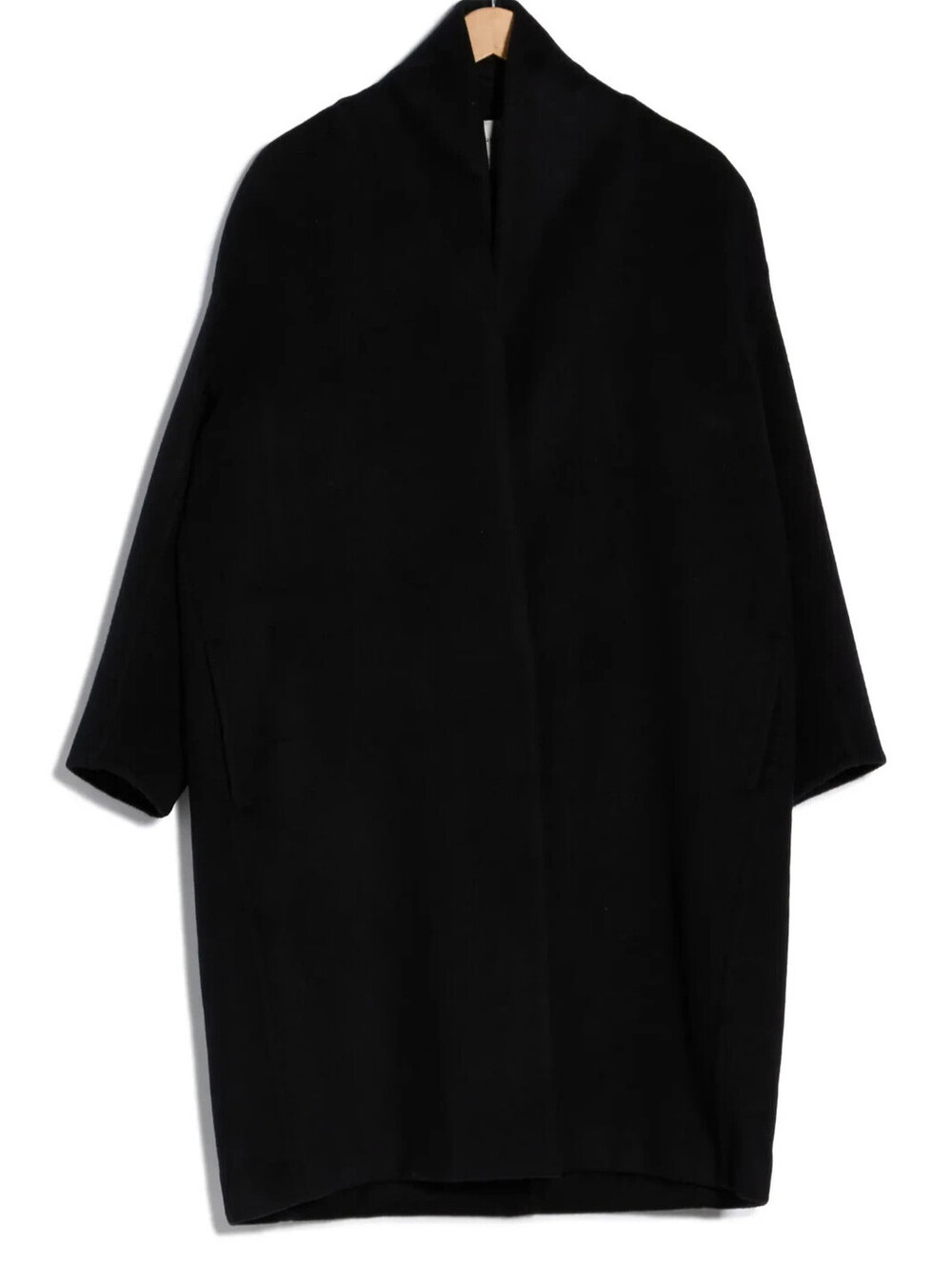 NEW, VINCE Collarless Wool Blend Longline Coat in black sz XS #W193
